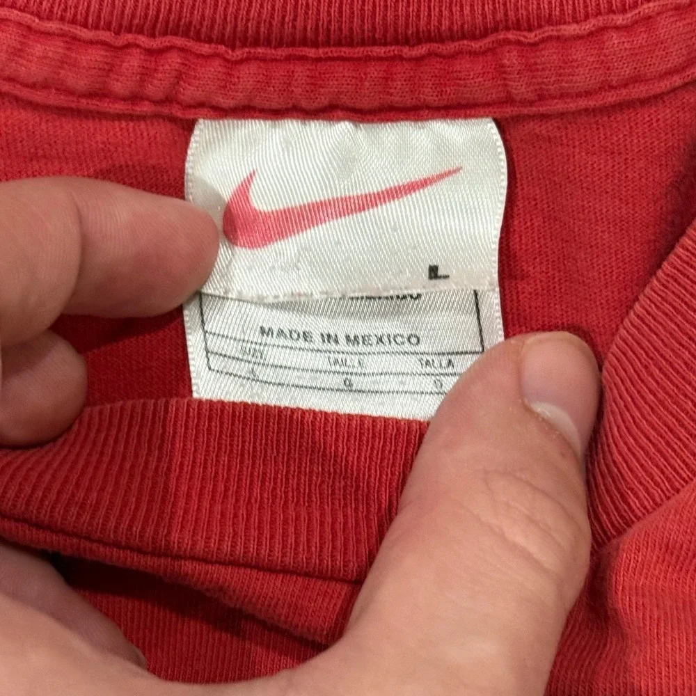 Vintage 90s Nike Red T-Shirt‎ Mens Large Block Logo Locker Label Retro 90s